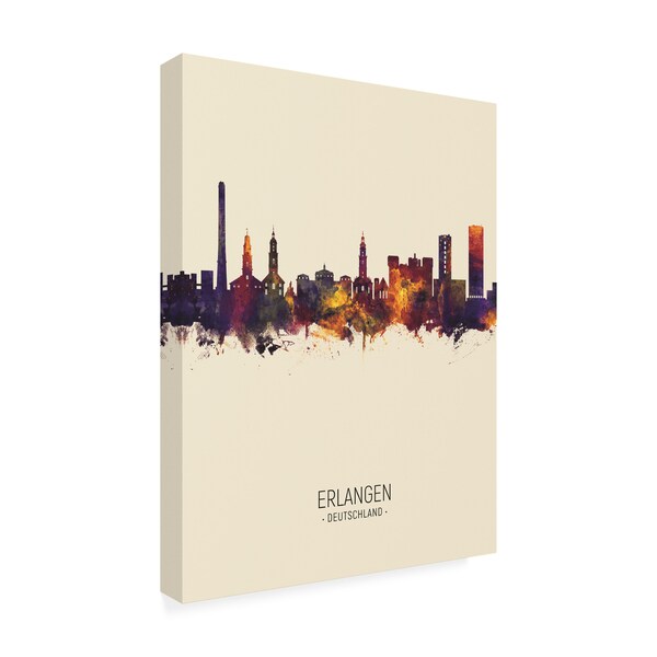 Michael Tompsett 'Erlangen Germany Skyline Portrait III' Canvas Art,14x19